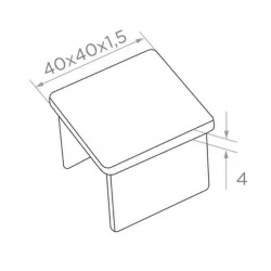 Strofix handrail end cap side view showing 4 mm height and adhesive attachment for 40x40x1.5 tube