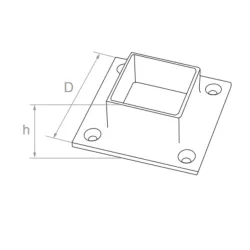Strofix 40x40 axial handrail fastening showing the 95x95 mm base plate and axial rail connection