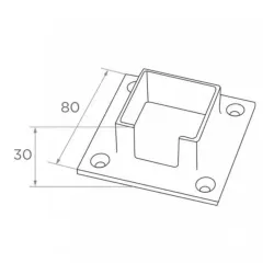 Strofix 40x40 lentera stiprinājums pie sienas ar 80x80 mm pamatnes plāksni un aksiālu margas savienojumu