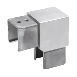 Strofix vertikāls 90 grādu līkums 40x40 mm rokturim, slīpēts AISI 316, savienojums, kas pagriež rokturi taisnā leņķī