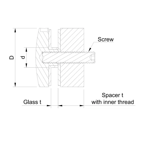 Glass adaptor D50, with inner thread, SS, color - Strofix