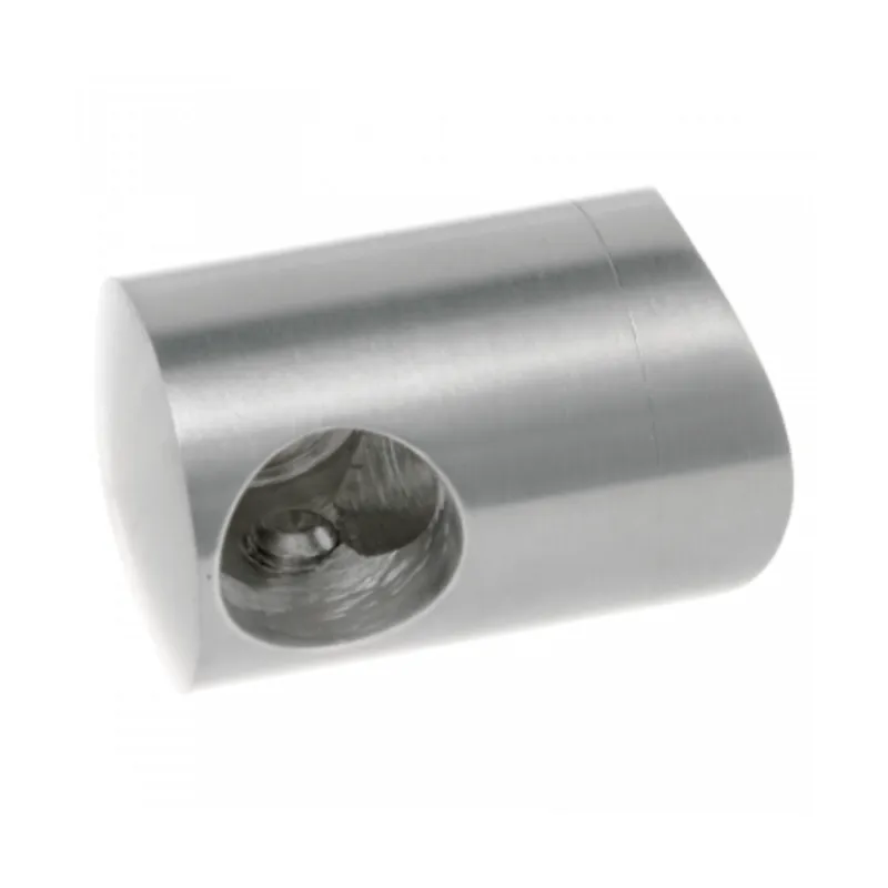 Strofix AISI 304 right blind hole bar holder for Ø42.4 mm post tube, satin finish, front view