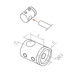 Strofix right blind hole flat bar holder side view showing flat base, blind bore, and screw hole
