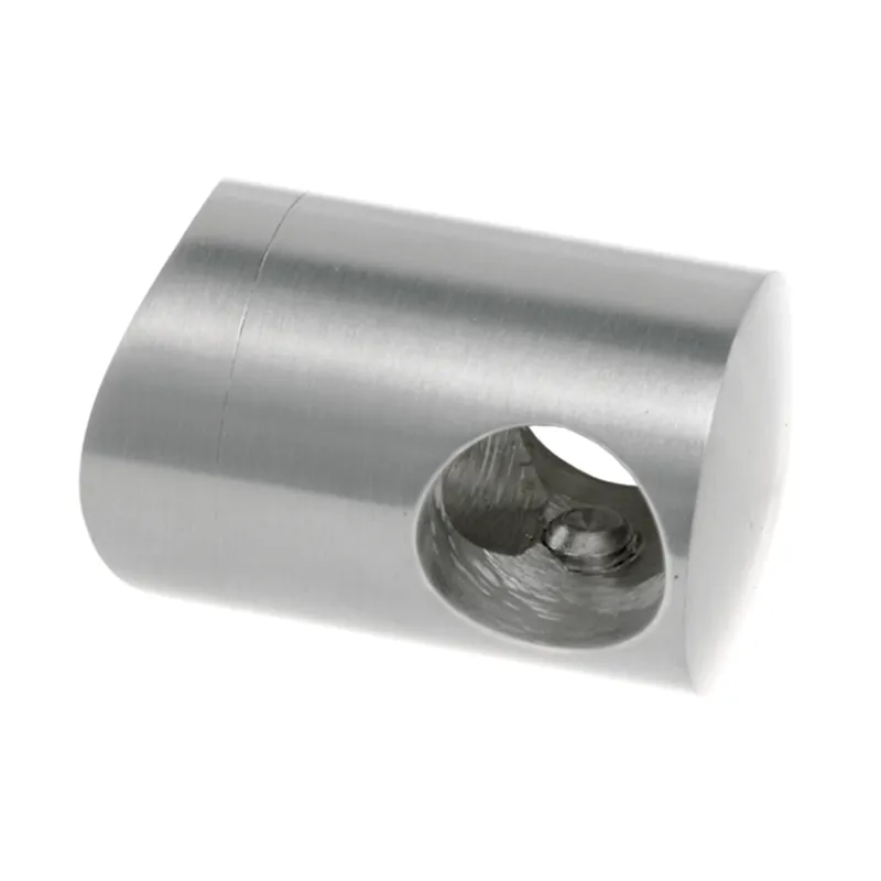 Strofix AISI 304 left blind hole bar holder for Ø42.4 mm post tube, satin finish, front view