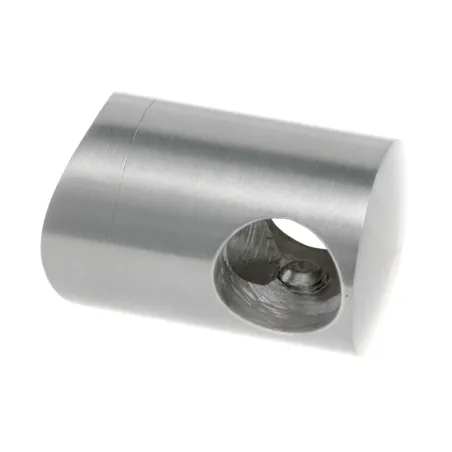 Strofix AISI 304 left blind hole bar holder for Ø42.4 mm post tube, satin finish, front view