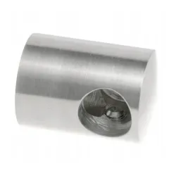 Strofix AISI 304 left blind hole bar holder for flat mounting surface, satin finish, front view