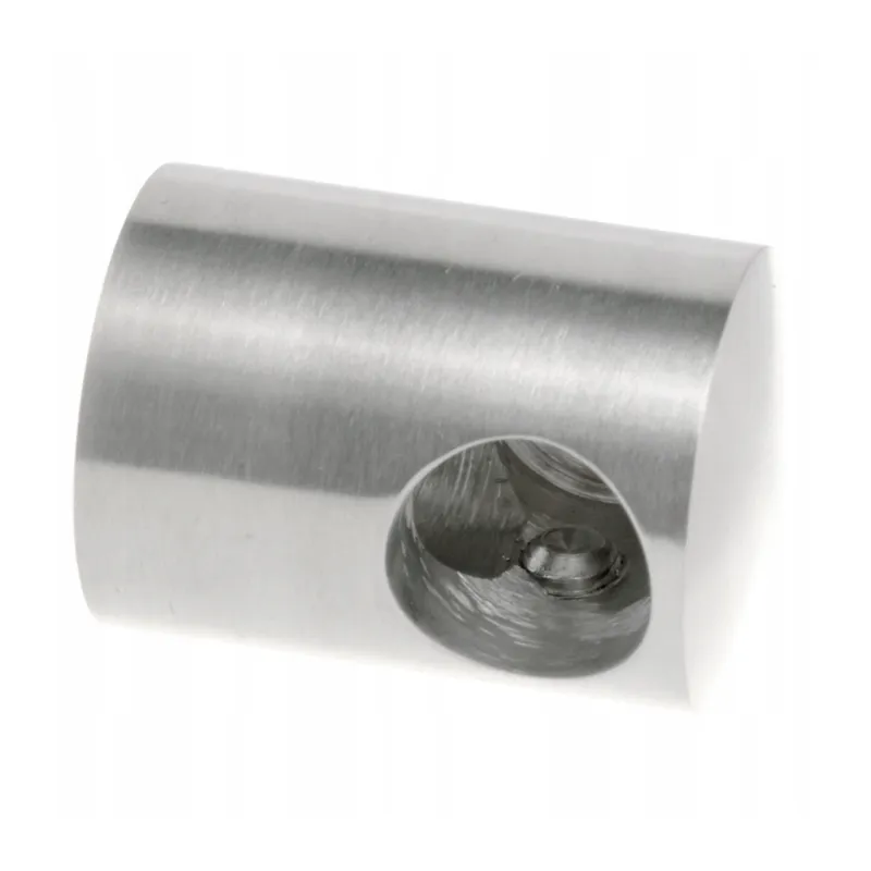 Strofix AISI 304 left blind hole bar holder for flat mounting surface, satin finish, front view