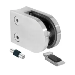 Strofix glass clamp 45x63 mm for Ø42.4 tube with support B-version, satin, showing security plate bracket