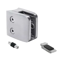 Strofix glass clamp 55x65 mm for Ø42.4 tube with support, satin, largest tube-mount for glass 12-17.52 mm