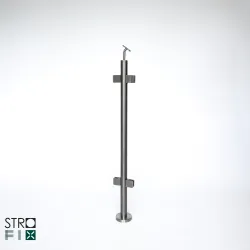 Strofix middle glass railing post for stairs with 4 glass clamps, Ø42.4 tube, satin AISI 304 316