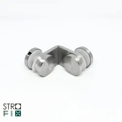Glass adaptor D30, 90°, Glass/Glass, SS, satin - Strofix