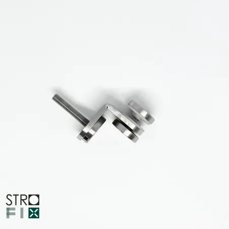 Glass adaptor D30, 90°, Glass/Wall, SS, satin - Strofix