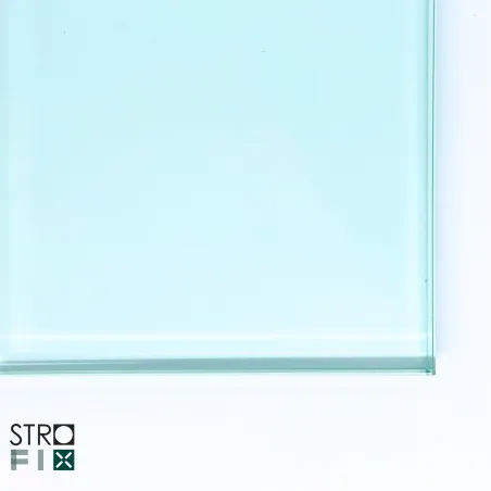 Close-up of pre-drilled mounting hole in 66.2 ESG laminated tempered canopy glass