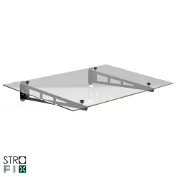 Strofix stikla jumtiņa komplekts uz 2 krāsotām S355 tērauda konsolēm, 1150 mm dziļums, ar caurspīdīgu 66.2 ESG stiklu