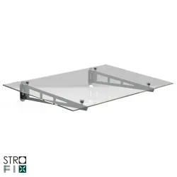 Strofix glass canopy kit on 2 painted S355 steel supports, 1150 mm depth, with transparent 66.2 ESG glass
