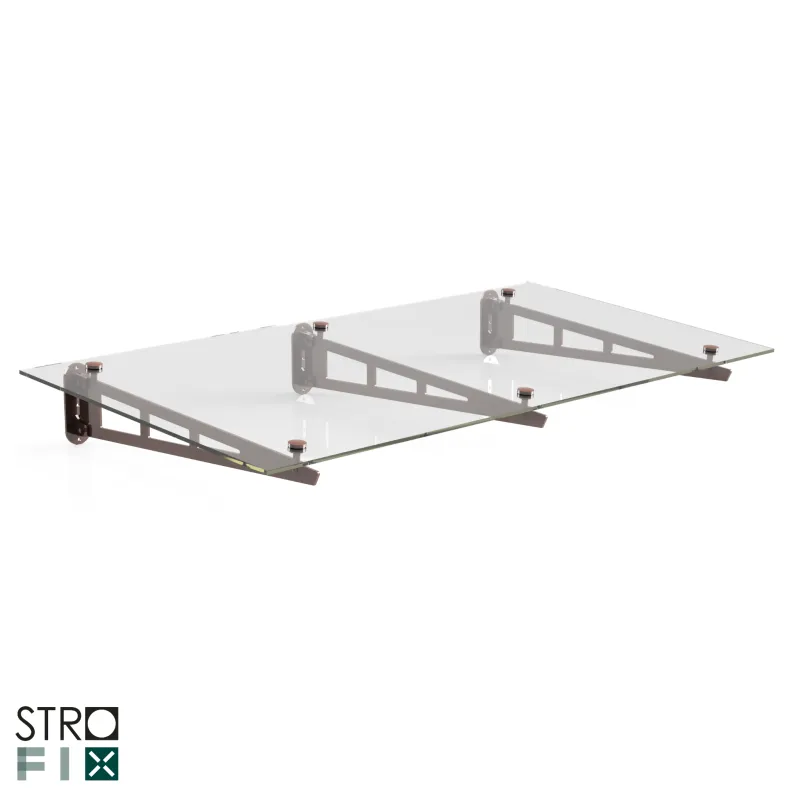Strofix glass canopy kit on 3 painted S355 steel supports, 1150 mm depth