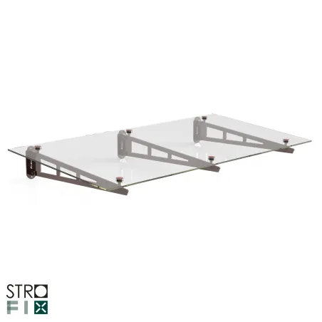 Strofix glass canopy kit on 3 painted S355 steel supports, 1150 mm depth