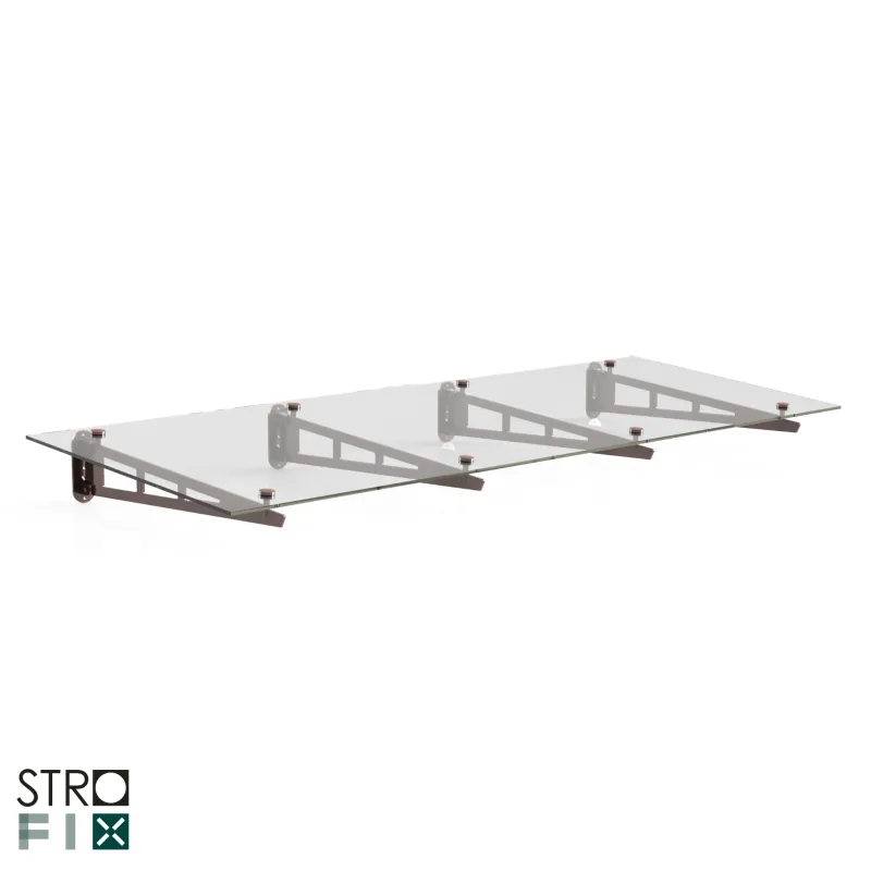 Strofix stikla jumtiņa komplekts uz 4 krāsotām S355 tērauda konsolēm, 1150 mm dziļums