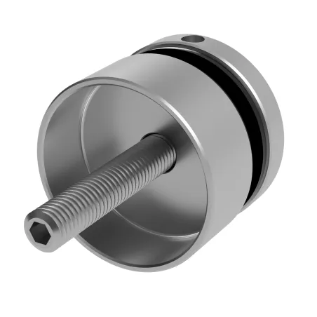 D50 sfēriskā stikla stiprinājuma sānskats ar pagarinātu distanceru un M10 × 70 vai 90 mm skrūvi
