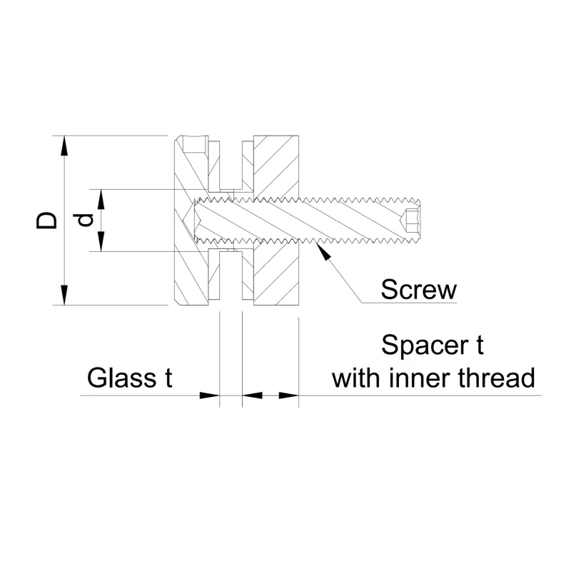 Glass adaptor D40, SS, satin - Strofix