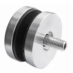 D50 sfēriskā stikla stiprinājuma sānskats ar kupolveida vāku, 10 mm distanceru un M8/M10 skrūvi