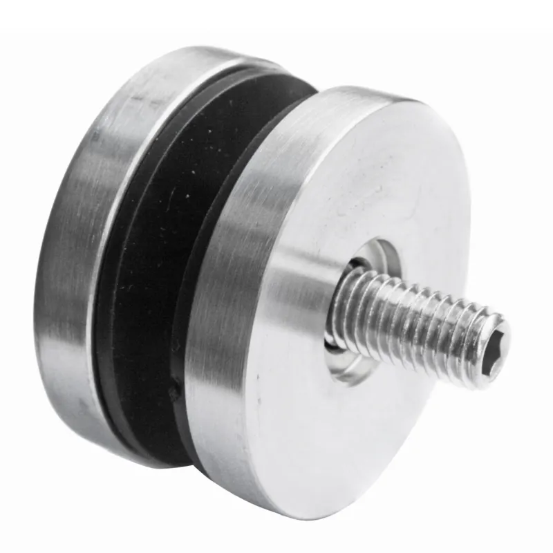D50 sfēriskā stikla stiprinājuma sānskats ar kupolveida vāku, 10 mm distanceru un M8/M10 skrūvi