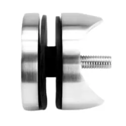D50 caurules stiprinājuma sānskats ar izliektu Ø42,4 mm sēdvietu, 10 mm distanceru un M10 skrūvi