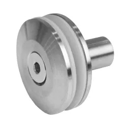 Strofix D60 glass adaptor with threaded sleeve in stainless steel AISI304/316, satin finish