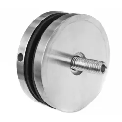D70 spherical glass adaptor side profile showing domed cover, 10 mm spacer and M10/M12 screw