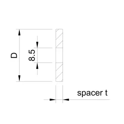 Strofix D30 glass adaptor distancer, 4 mm thick, AISI 304 stainless steel with satin finish, technical drawing