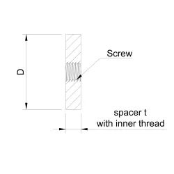 Side view of D40 threaded distancer showing M10 internal thread and spacer profile