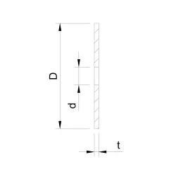 Side view of D50 EPDM gasket showing 2 mm thickness and selectable internal hole