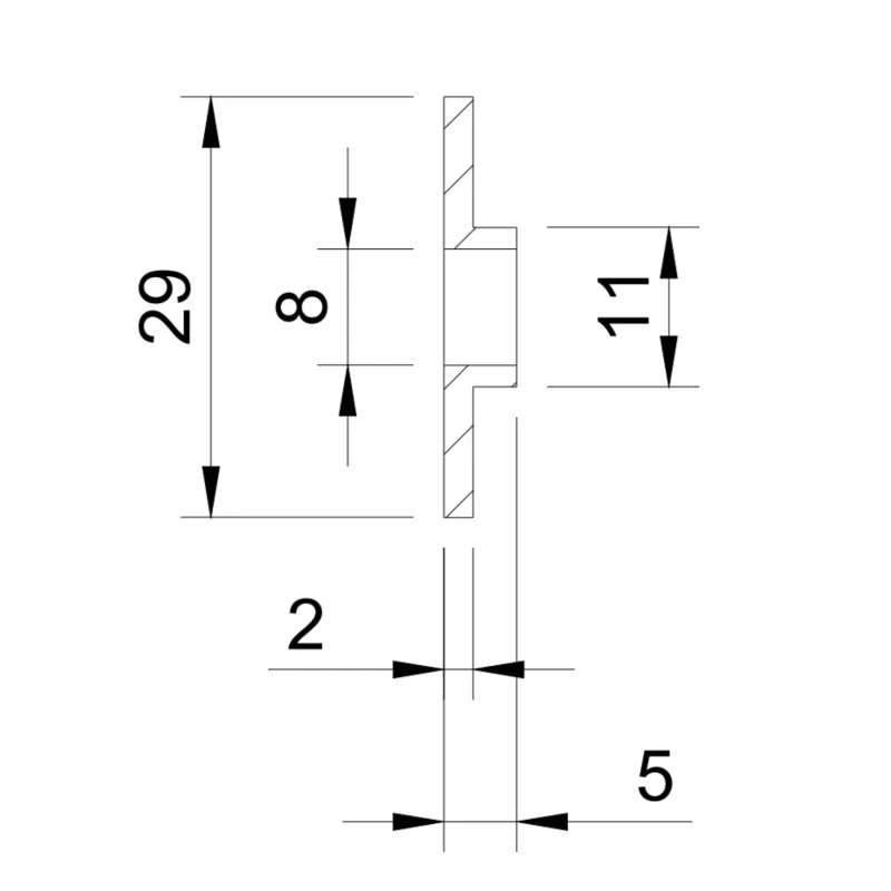 Glass adaptor - gasket with flange, D30, Silicone - Strofix