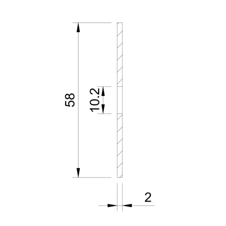Side view of D60 silicone gasket showing 2 mm thickness and Ø 10.2 mm internal hole