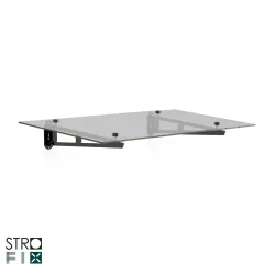 Strofix glass canopy kit on 2 painted S355 steel supports, 1000 mm depth, with transparent 66.2 ESG glass