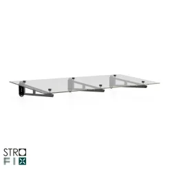 Strofix glass canopy kit on 3 painted S355 steel supports, 1000 mm depth, with transparent 66.2 ESG glass