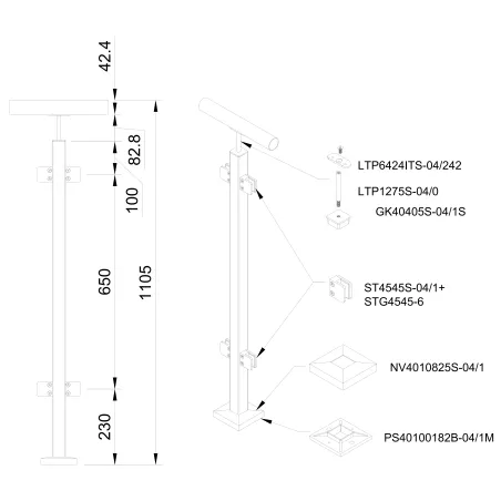 Glass railing system for a flat surface - 42.4