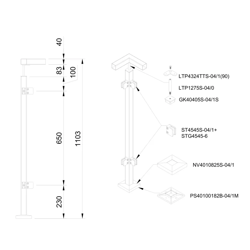 Glass railing system for a flat surface - Flat