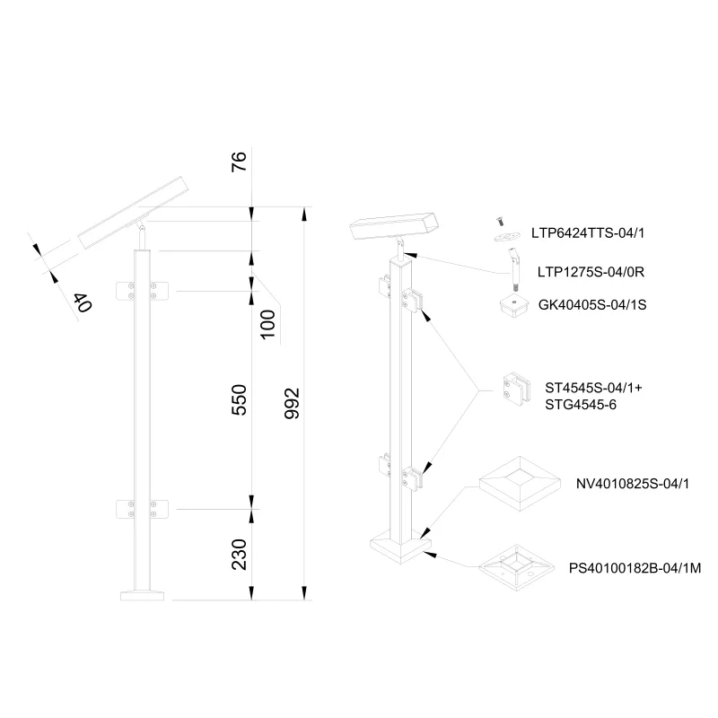 Glass railing system For stairs - Flat