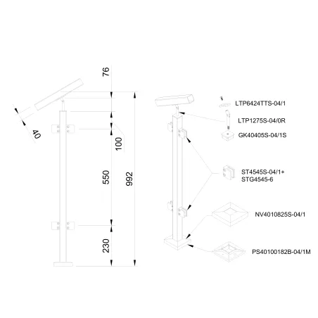 Glass railing system For stairs - Flat