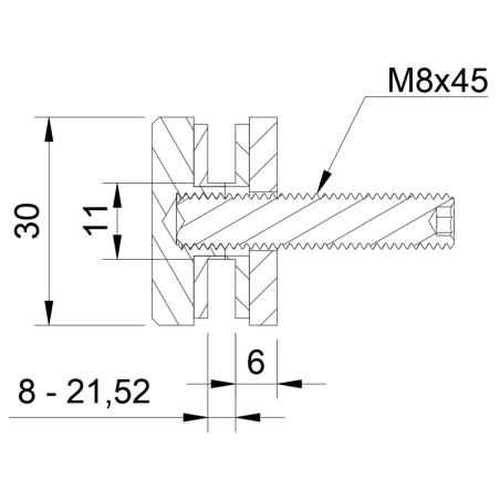 Glass adaptor D30, SS, satin-0