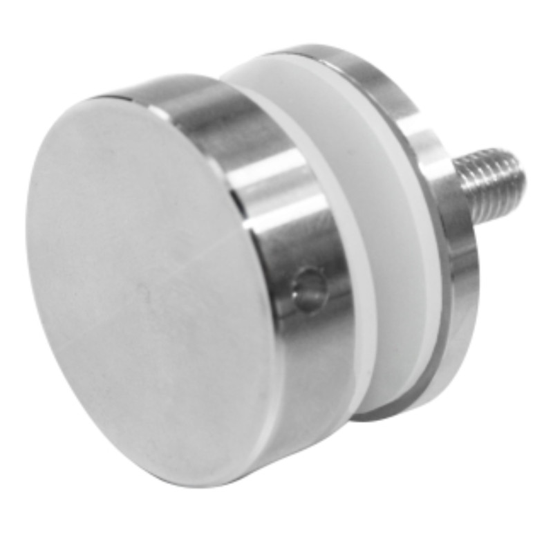 Strofix D40 glass adaptor with 6 mm spacer in stainless steel AISI304, satin finish, flat cover