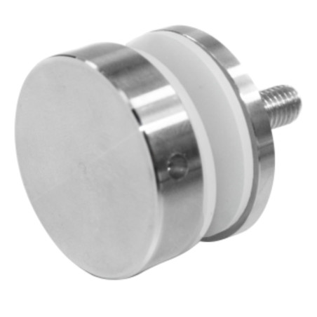 Strofix D40 glass adaptor with 6 mm spacer in stainless steel AISI304, satin finish, flat cover