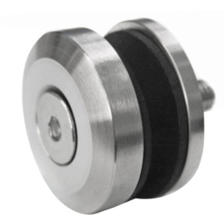Strofix D40 glass adaptor with face screw in stainless steel AISI304/316, satin finish, Ø40 mm cover