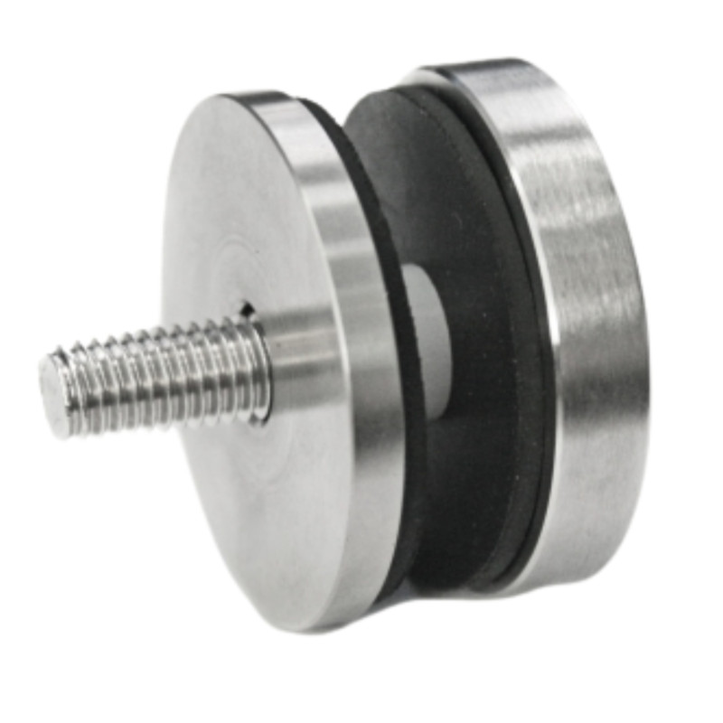 D40 glass adaptor side profile showing 10 mm spacer, exposed cover screw and M10 x 50 mm screw