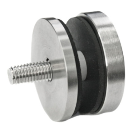 D40 stikla stiprinājuma sānskats ar 10 mm distanceru, redzamu vāka skrūvi un M10 × 50 mm skrūvi