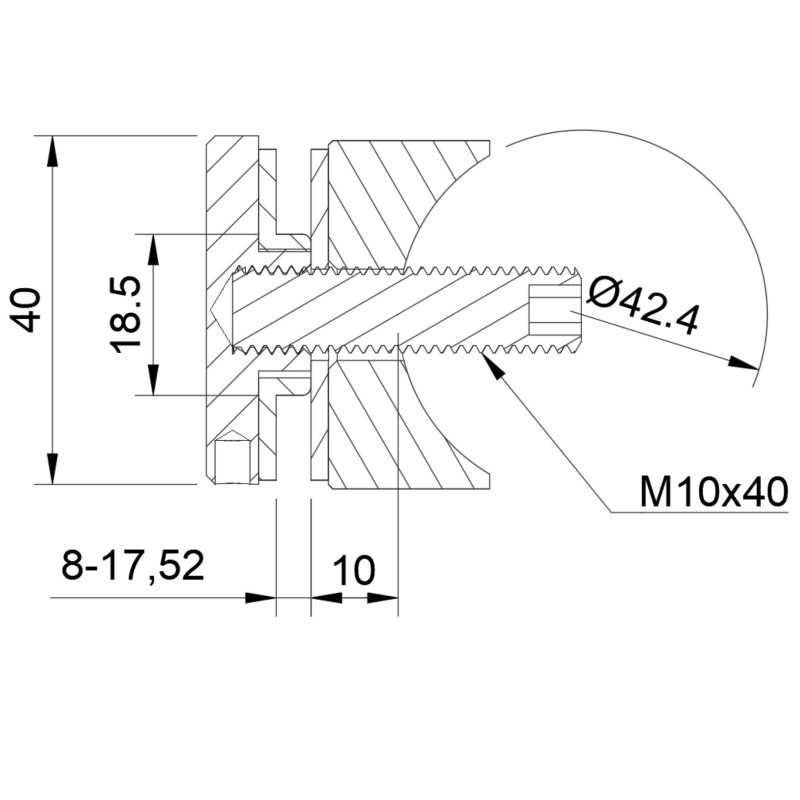 D40 tube adaptor technical  drawing