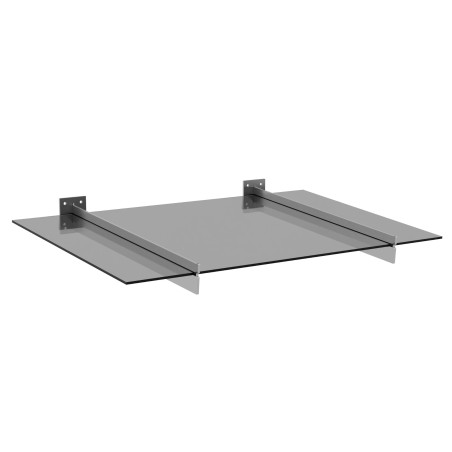 Strofix glass canopy kit on 2 supports, 1000 mm depth, AISI 304 satin brackets with transparent glass