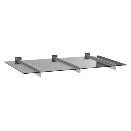 Strofix glass canopy kit on 3 supports, 1000 mm depth, AISI 304 satin brackets with transparent glass