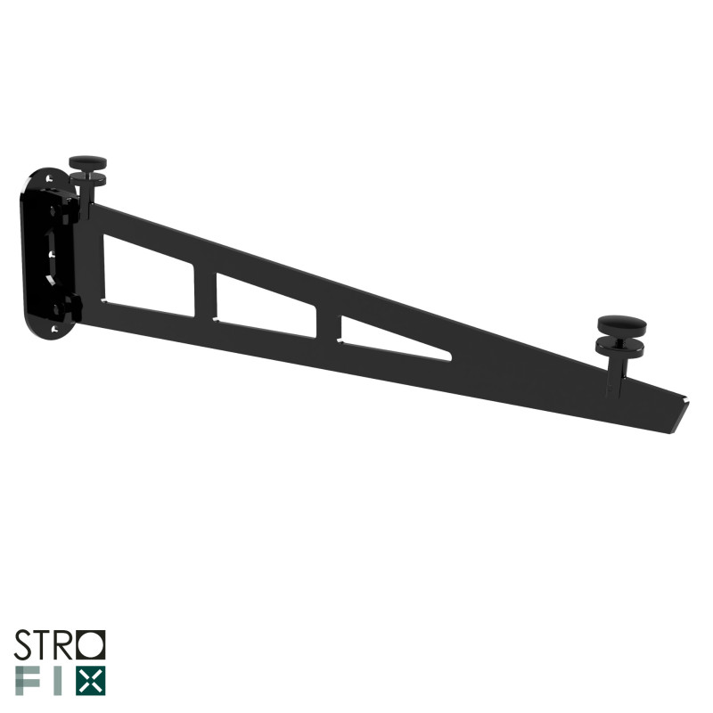 Strofix nesošā konsole stikla jumtiņam, 1100-1300 mm dziļums, S235 krāsots tērauds, priekšskats
